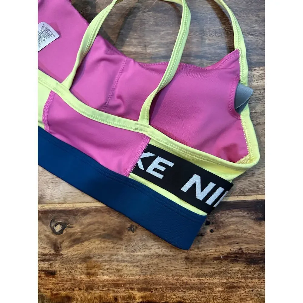 Nike Women's Pink Swoosh Icon Clash Light Support Sports Bra Size Medium